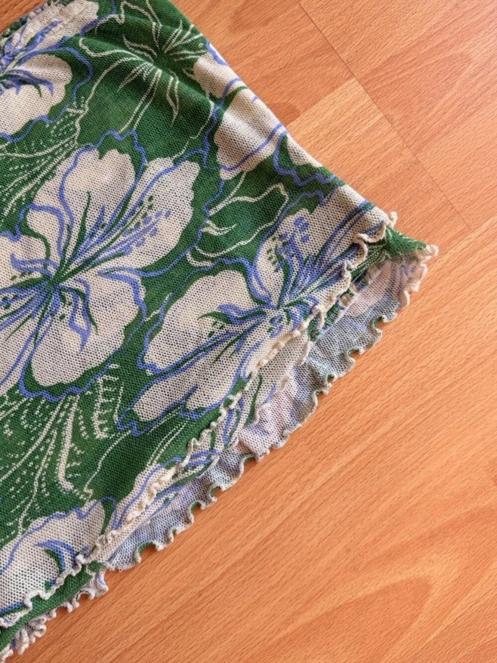 Free People Strapless Tube Top Green White Floral Bohemian Boho Festival SMALL - Picture 3 of 8